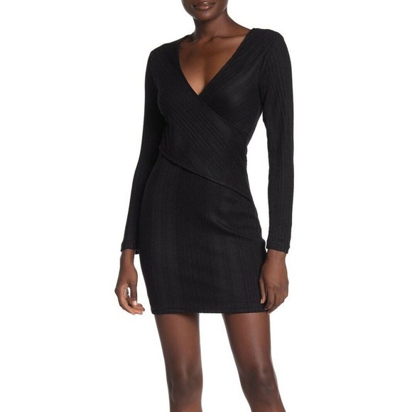 MAX & ASH Wrap Ribbed Knit Mini Dress Size Large - Picture 1 of 7
